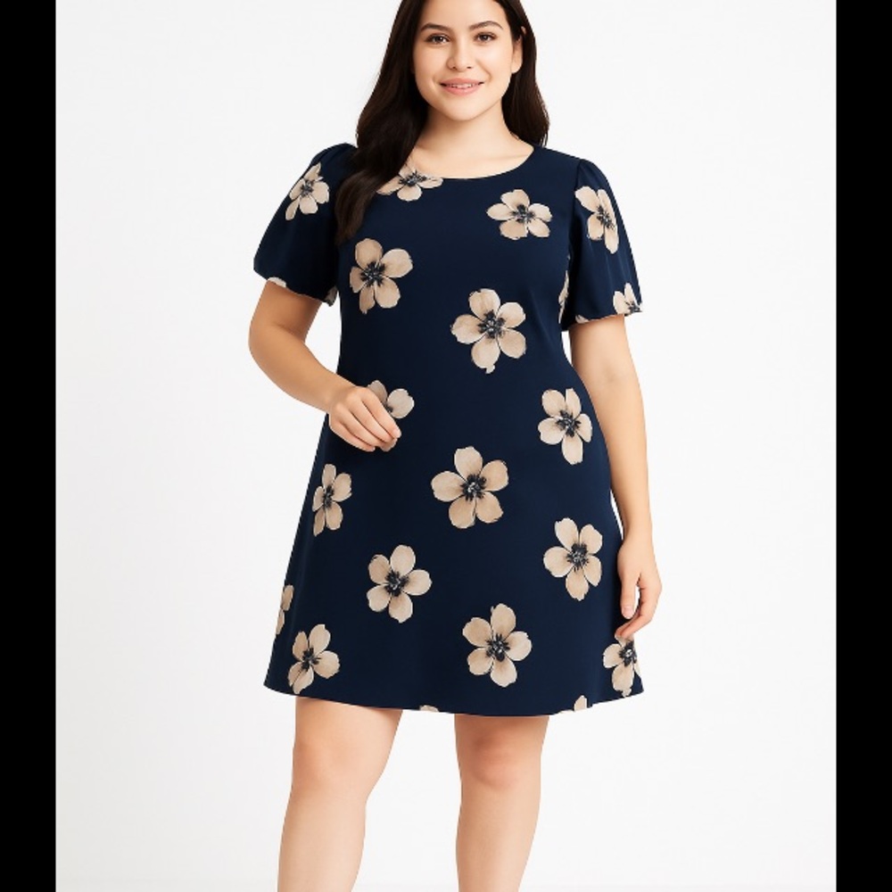 Tommy Hilfiger Navy and Beige Floral Dress